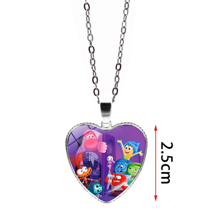 Wholesale Anime Inside Out Love Necklace Jewelry Girl Gift Inside Out 2 Heart Pendant Sweater Chain JDC-NE-JY005