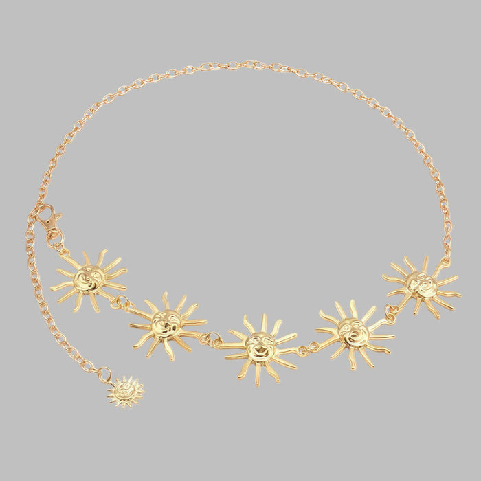Wholesale Adjustable metal sunflower waist chain for women