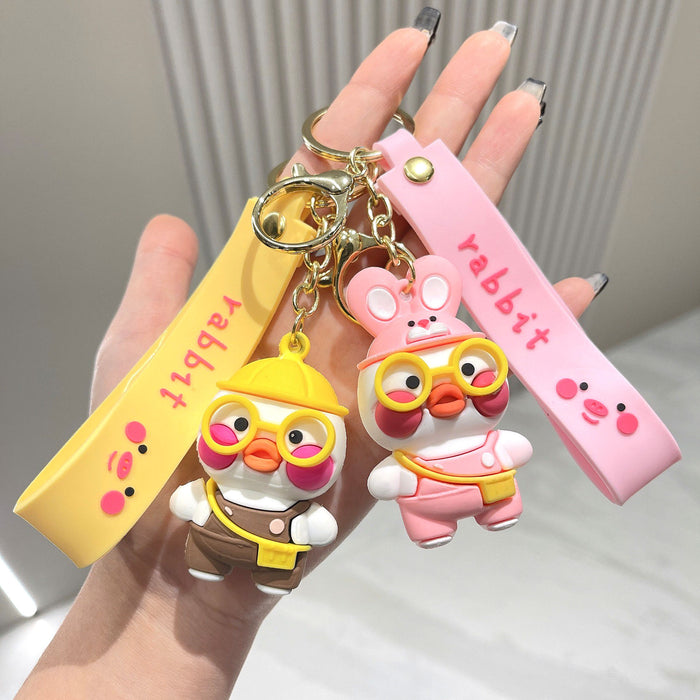 Wholesale Cartoon Cute Little Yellow Duck PVC Keychain JDC-KC-MRan010