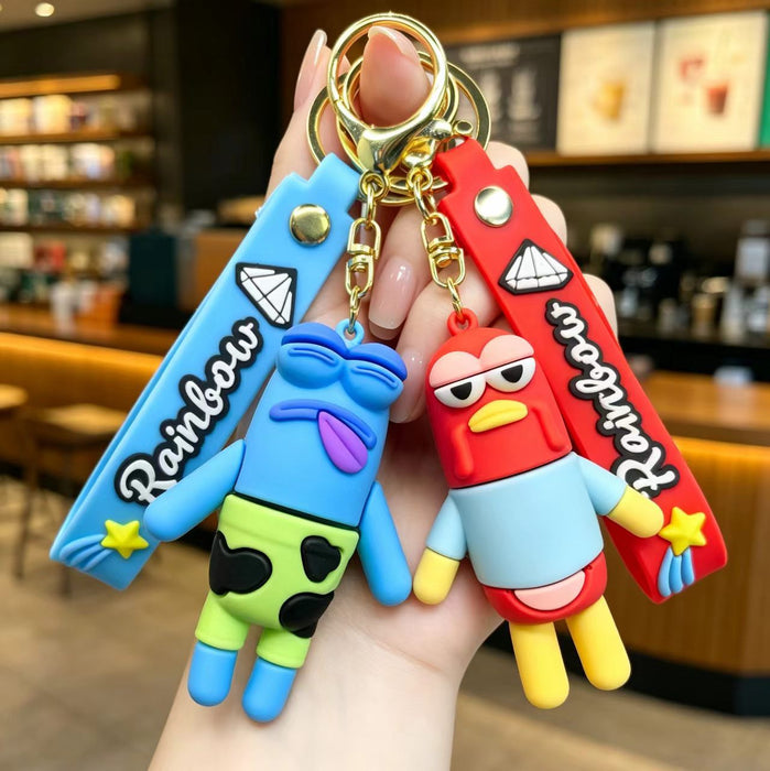 Wholesale Bottom Silly Fish Keychain Funny PVC Cartoon Pendant MOQ≥2