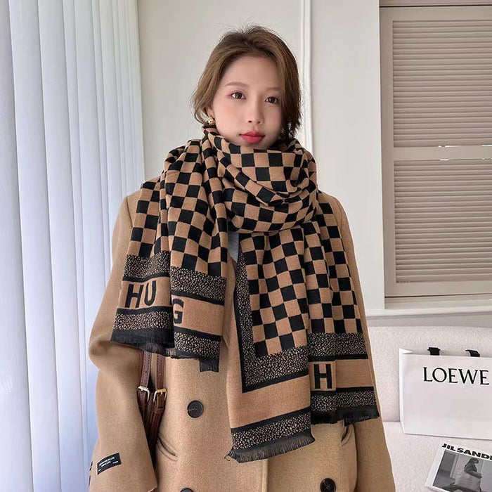 Wholesale Autumn and Winter Plaid Letter Scarf JDC-SF-Xuanx004