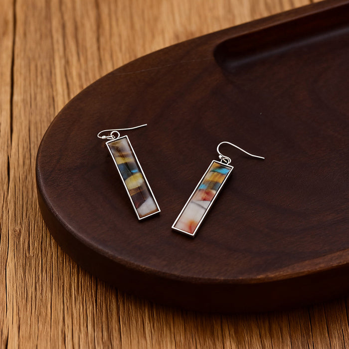 Wholesale colorful geometric color block long pendant earrings