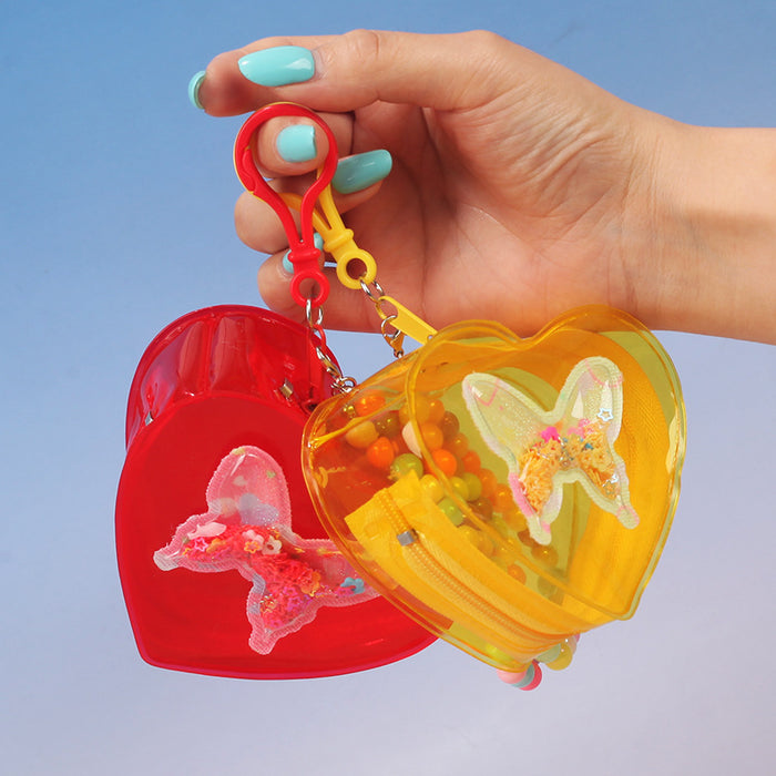 Wholesale Heart Butterfly Transparent Jelly PVC Coin Purse Stylish Fashion Accessory Gift
