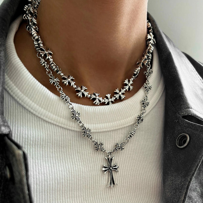 Wholesale Non-Fading Double Layer Cross Necklace  Chain Fashion Jewelry