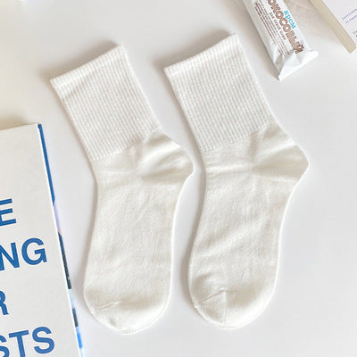 Wholesale Socks, thin, cute college cotton, solid color, mid tube socks