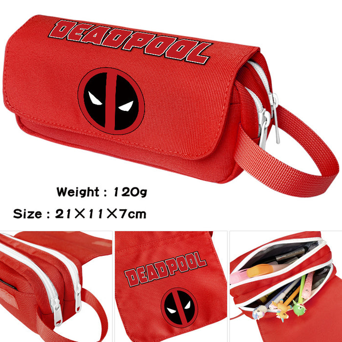 Wholesale Cartoon Canvas Pencil Case Double Layer Large Capacity Waterproof With Handle For Students