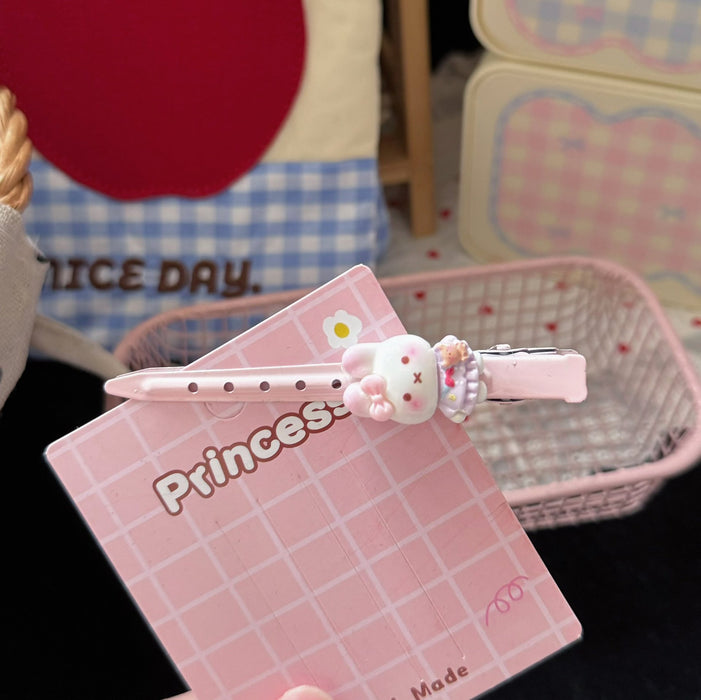 Wholesale Resin Bunny Duckbill Hair Clip Cute Kawaii Pink Barrette For Girls Stylish Hair Accessory Boutique Resale