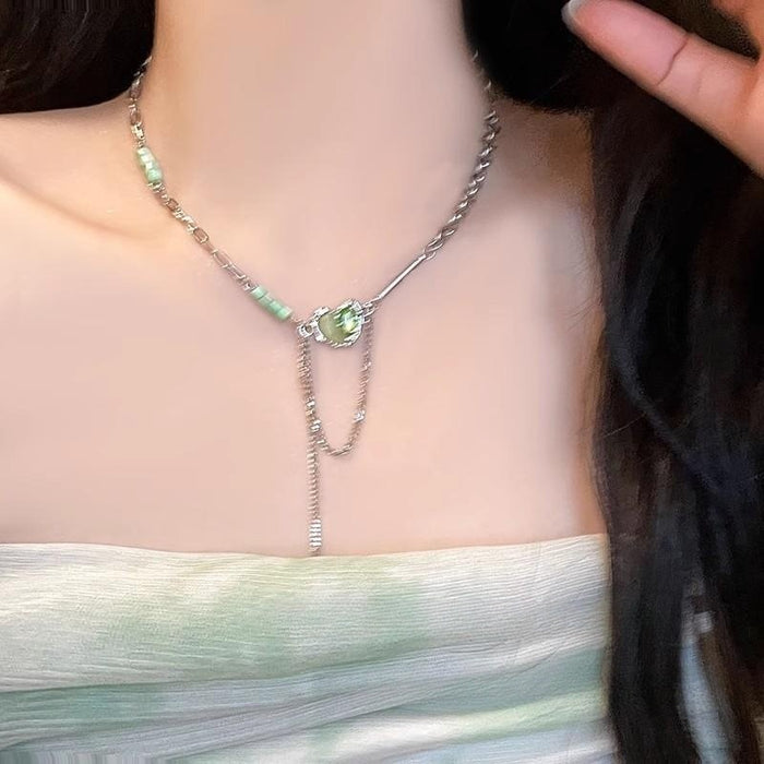 Wholesale Green Double-layer Small Man Waist Necklace