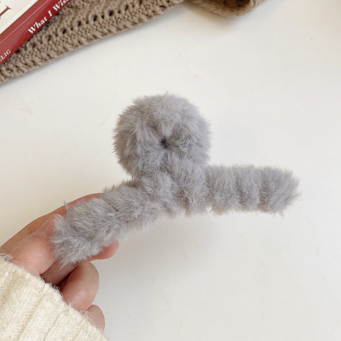 Wholesale Large plush claw clip,  brown color