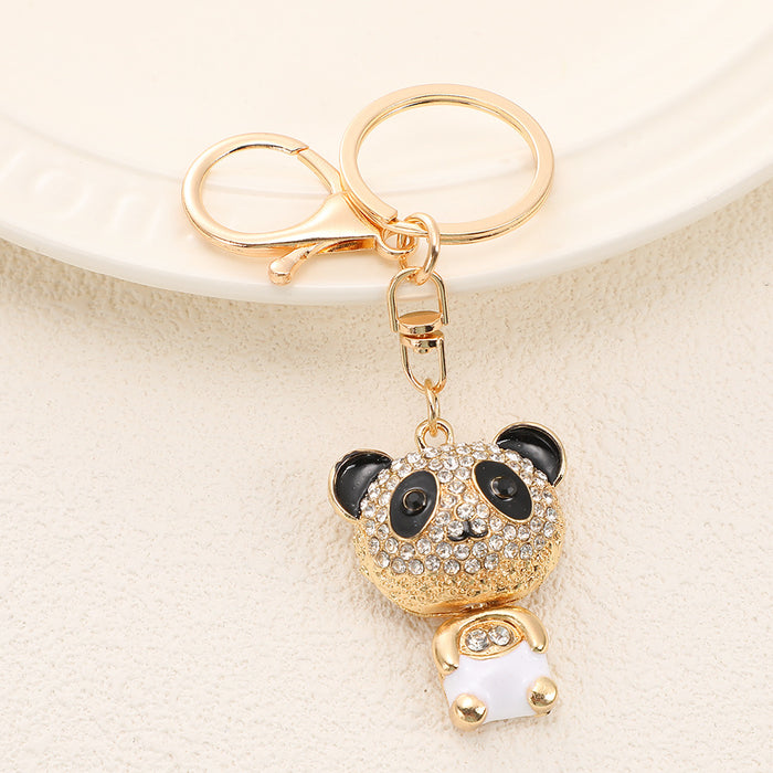 Wholesale Diamond encrusted teddy bear car key pendant, cute and exquisite small gift, women's handbag chain pendant, keychain ring