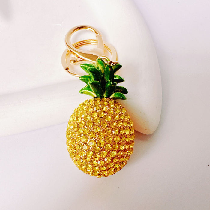 Wholesale Cute Rhinestone Strawberry Pineapple Fruit Alloy Keychain JDC-KC-ZhanLun003