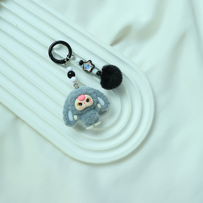 Wholesale Bowknot Flocking Big Ear Cartoon Keychain Schoolbag Pendant