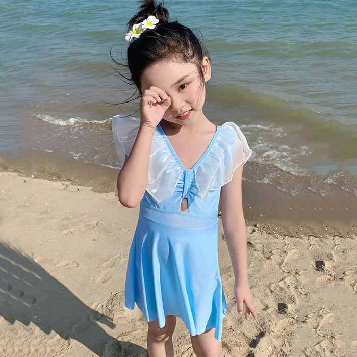 Wholesale Children's swimsuit girls' polyester one-piece cute baby princess dress small fresh hot spring swimsuit