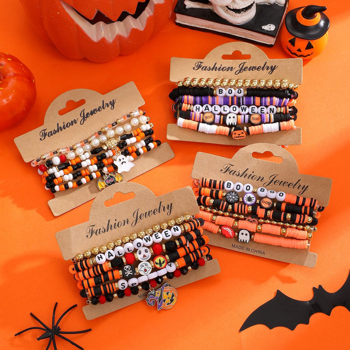 Wholesale  Bracelet Set Funny Pumpkin Bracelet Ghost Festival Polymer Clay Skull Bracelet Jewelry
