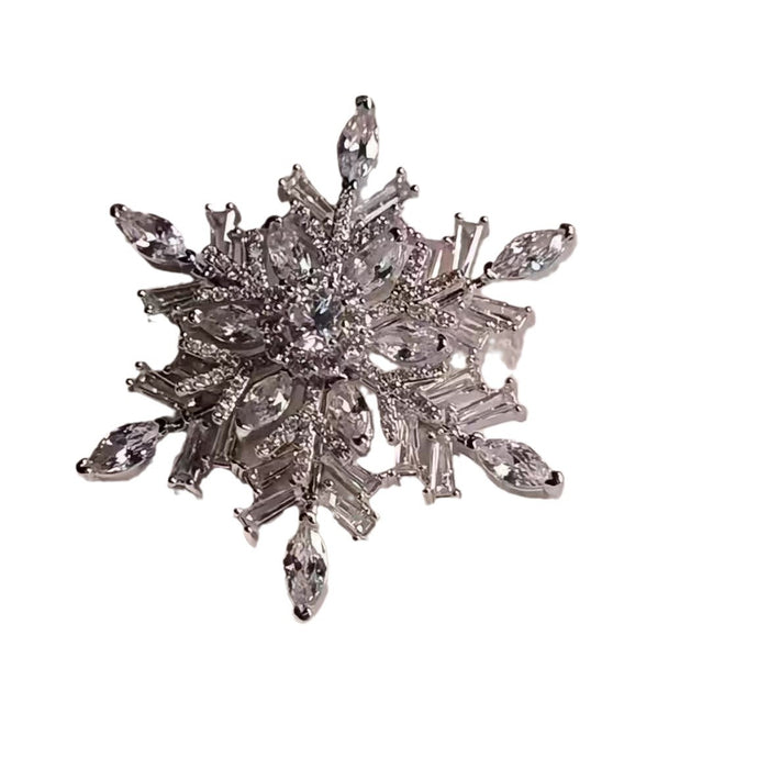 Wholesale Rotating snowflake zircon ring, light luxury temperament, niche high-end brooch accessory
