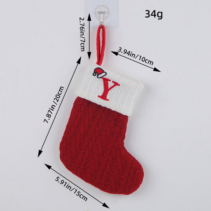 Wholesale Classic Red Letter Christmas Socks Wool Knitted Christmas Socks Festive Christmas Pendant Decoration