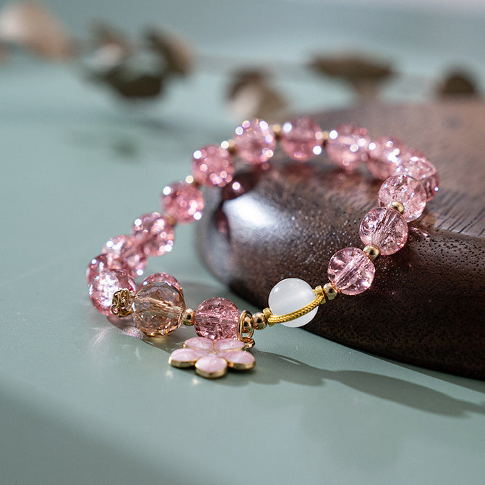 Wholesale Rainbow glass exploding amethyst bracelet, pink crystal bead bracelet, daisy bracelet wholesale