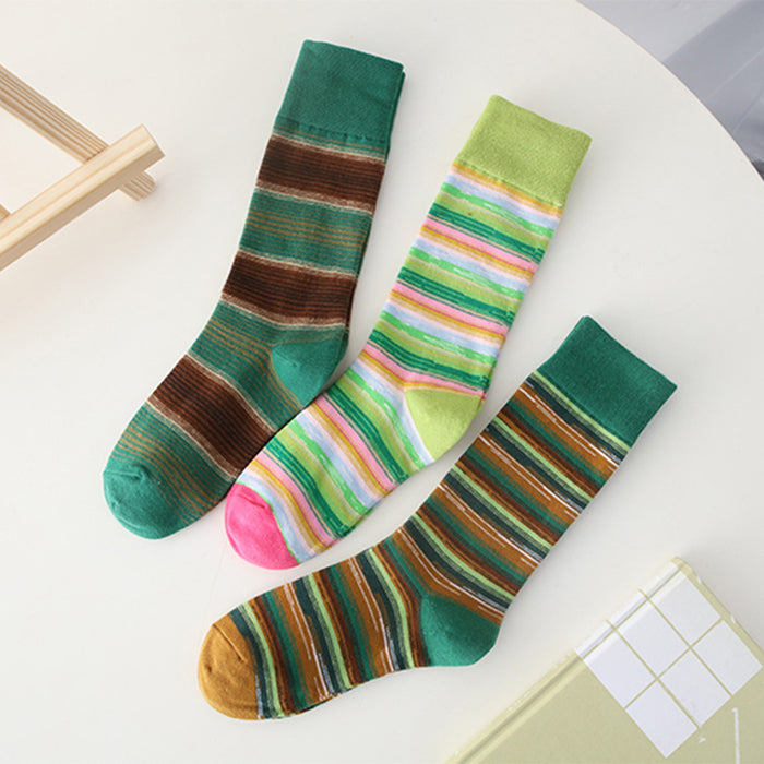Wholesale Socks, mid length socks, cotton socks, striped color blocking, versatile
