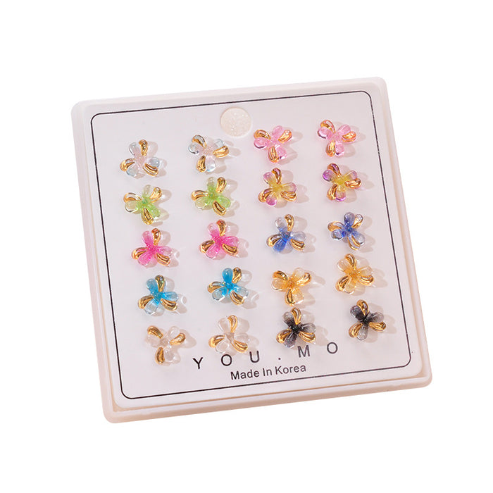 Wholesale Yumo Colored Clover New Earnail Mixed Resin Earring Set Simple