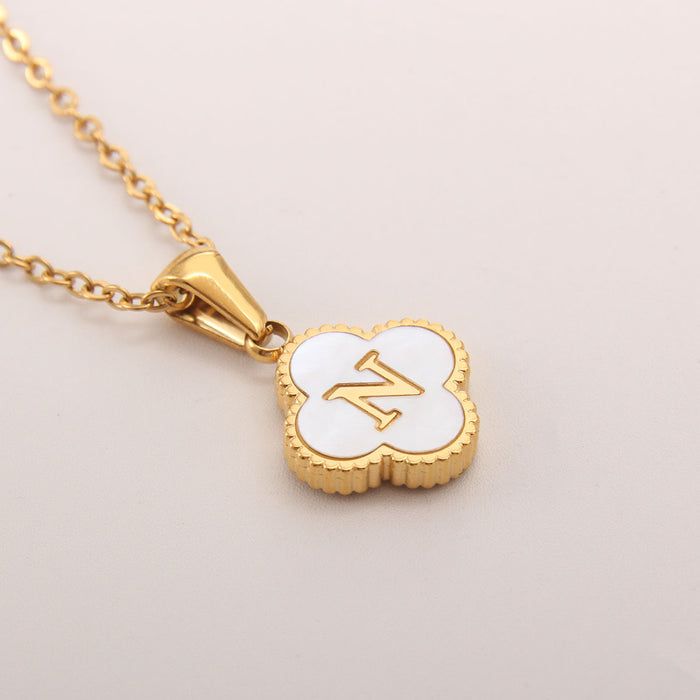 Wholesale gold-plated letter necklace women four-leaf letter pendant necklace jewelry