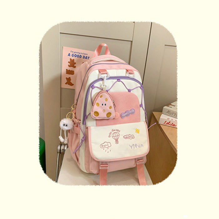 Wholesale Contrast color schoolbags, cute, lightweight, large-capacity, versatile backpacks for middle school and high school students