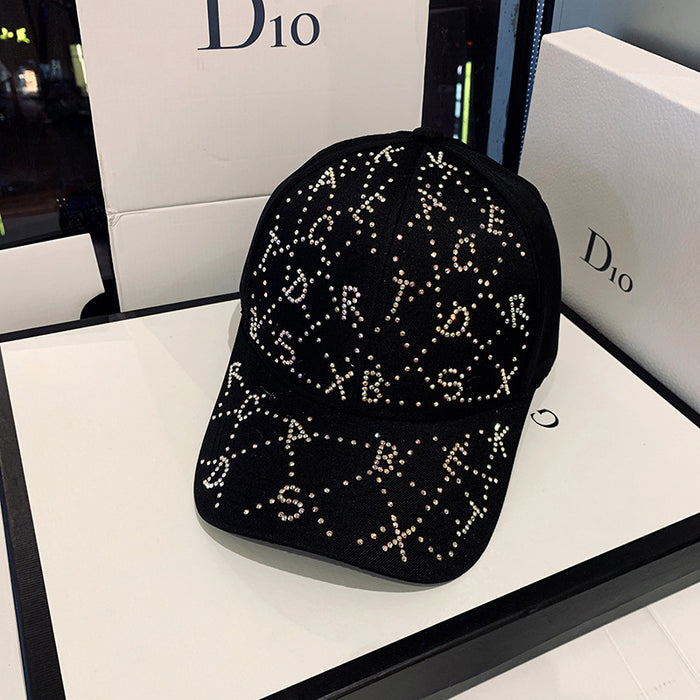Wholesale New diamond studded hat, casual letter baseball cap, sun protection, duckbill cap