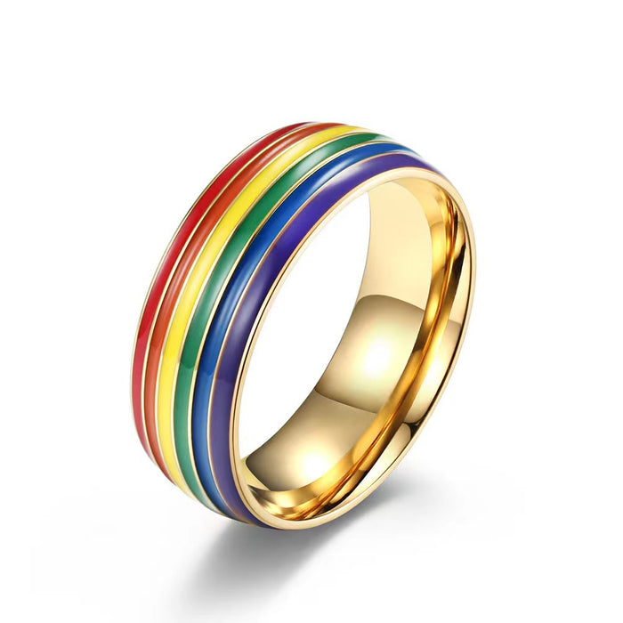 Wholesale LGBT Rainbow Couple Stainless Steel Ring JDC-RS-MG011