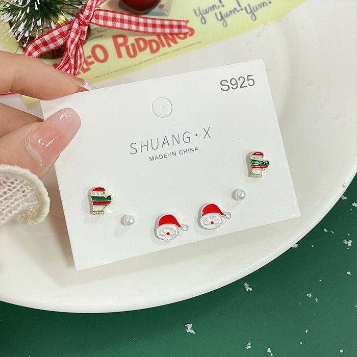 Wholesale Earrings Alloy Christmas Santa Cute Bells JDC-ES-shuangx003
