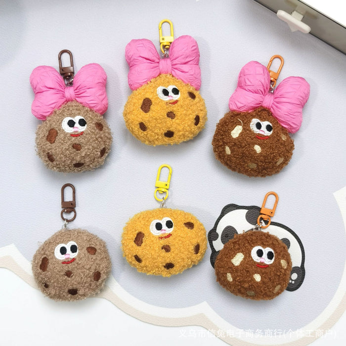 Wholesale Cute Creative Bow Cookie Pendant Cute Fun Biscuit Plush Doll Keychain Bag Car Pendant Decoration