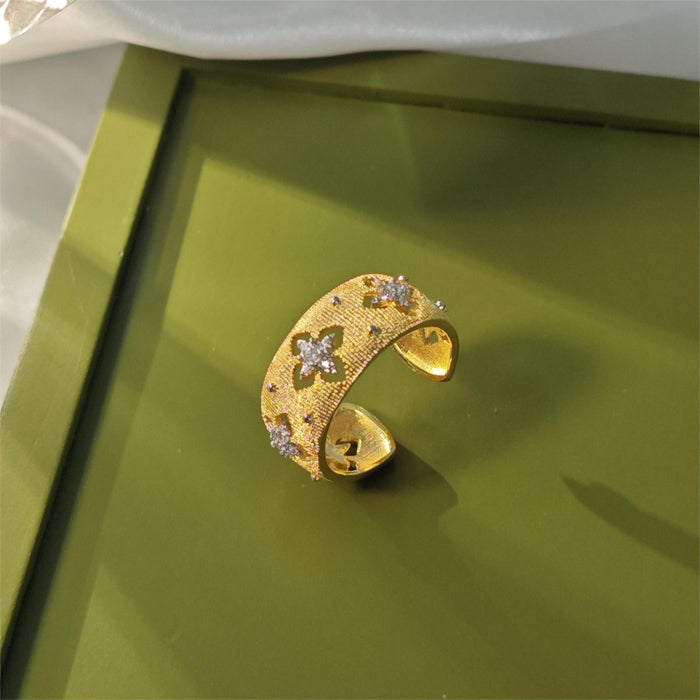 Wholesale Openwork four-leaf clover diamond bracelet rings set