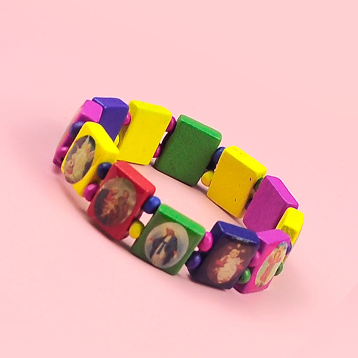 Wholesale Fashion colored bracelet, environmentally friendly water-based paint, wooden block bracelet