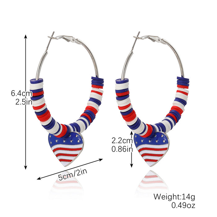 Wholesale Earrings Heart shaped National Flag Earrings National Day Earrings