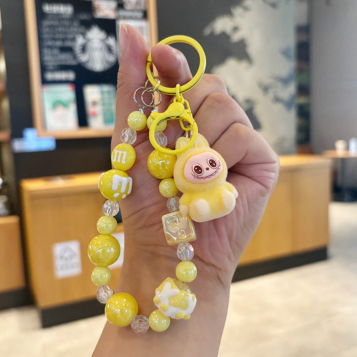 Wholesale Cartoon doll beaded phone charm keychain