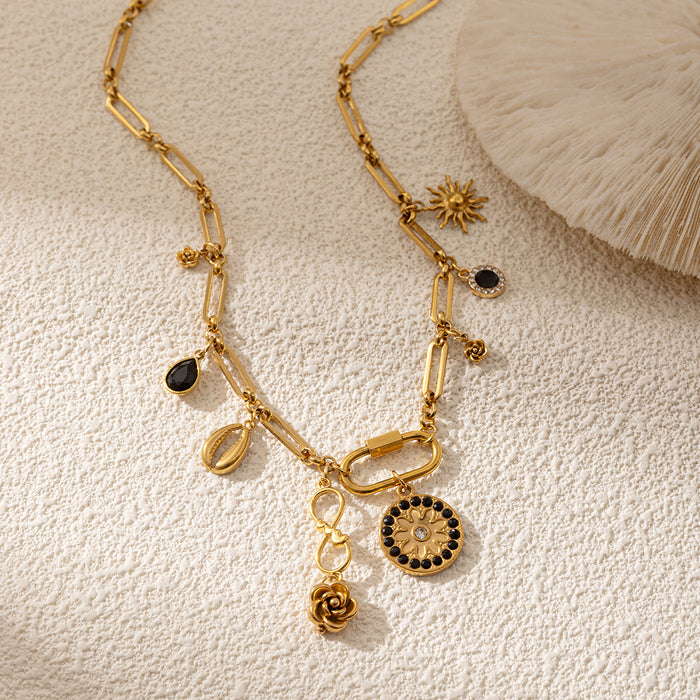 Wholesale Stainless steel beach necklace women's shell pendant starfish fashion collarbone chain heart-shaped butterfly