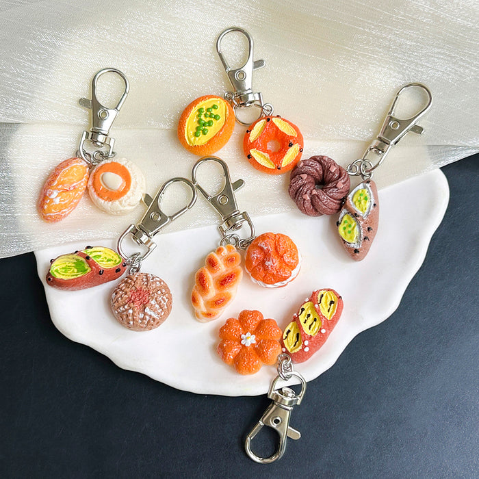 Wholesale French alkaline bread keychain small pendant girls bag student backpack pendant