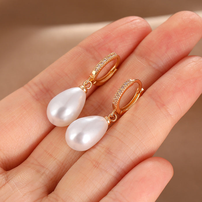 Wholesale Water droplet shaped earrings, retro and versatile, zircon geometric earrings, fashionable and niche design, buckle earrings