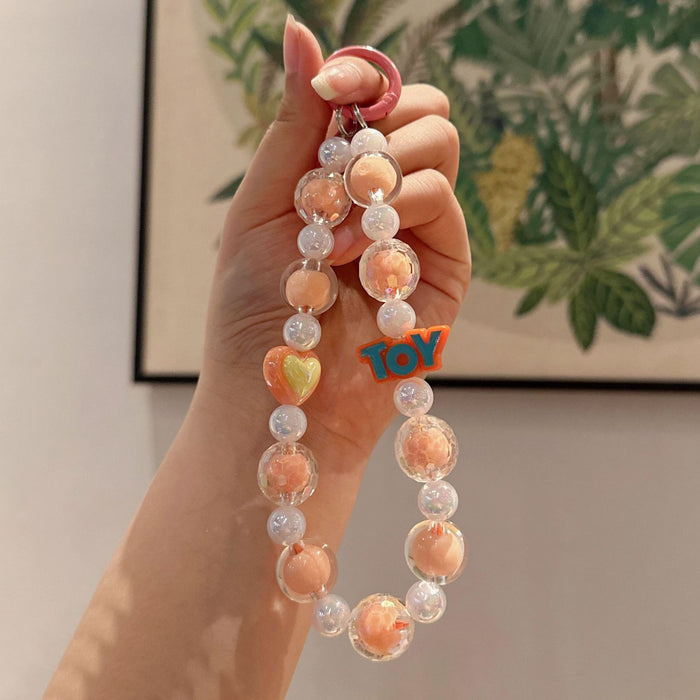 Wholesale DIY Handmade Beaded Keychain Pendant with Colorful Round Beads for Students, School Backpacks, Car Keychains