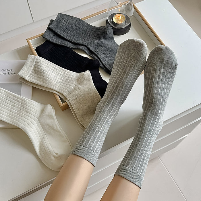 Wholesale Socks gray series mid tube cotton socks fashionable and versatile pile socks