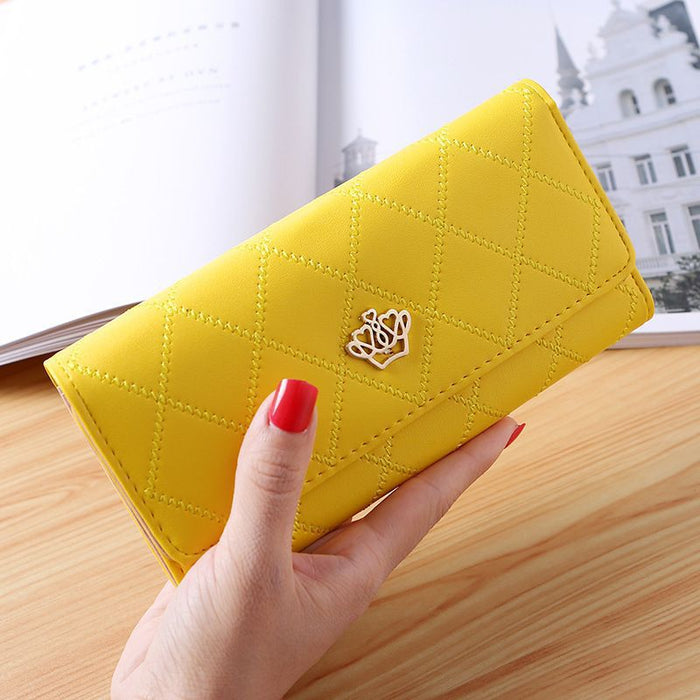 Wholesale Trendy PU Leather Large Capacity Women' s Wallet Clutch Solid Crown Pink Everyday Gift MOQ≥3