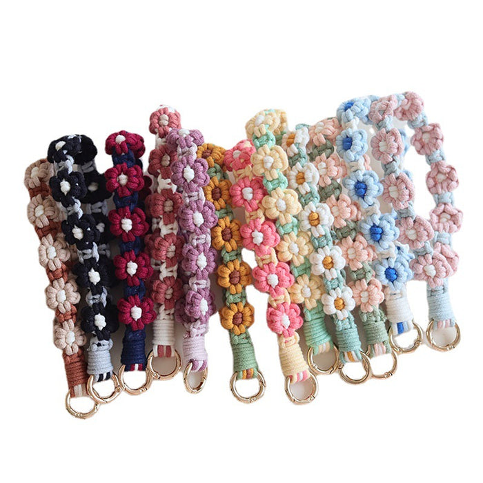 Wholesale Woven Daisy Cotton Rope Keychains