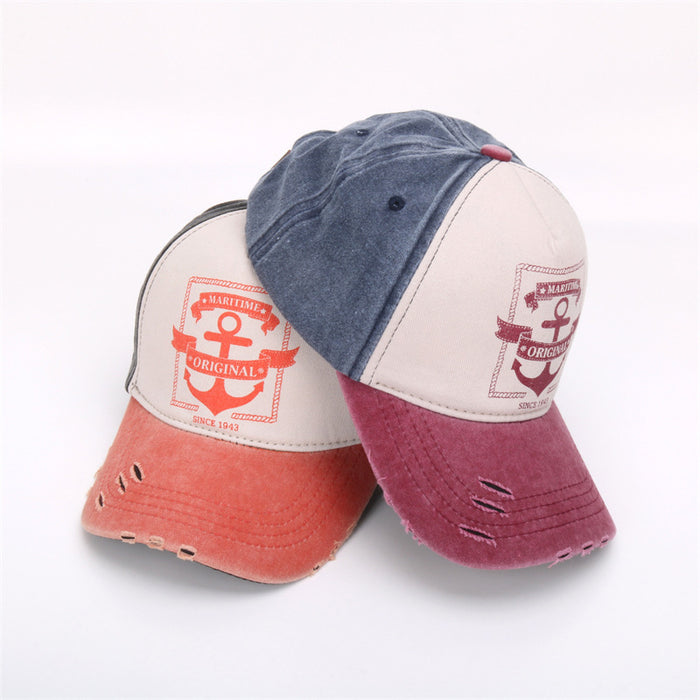 Wholesale Washed denim tongue hats for men and women, used baseball caps