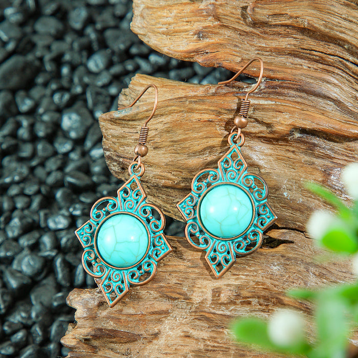 Wholesale Zinc Alloy Bohemian Turquoise Earring Set Fashion Jewelry Accessory MOQ≥2