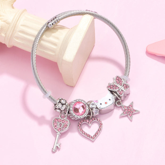 Wholesale Cartoon 3D Cat Beaded Bracelet