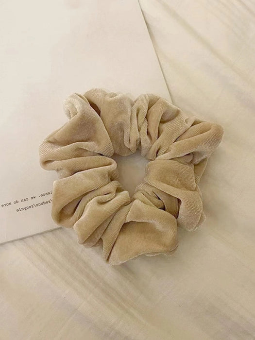 Wholesale brown velvet large intestine hair ring texture winter hair tie elastic hair rope rubber band headdress