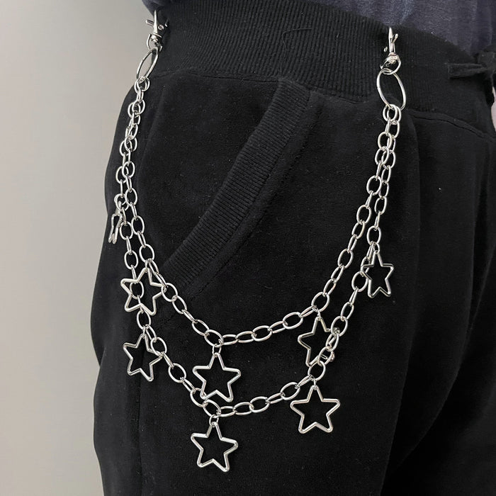 Wholesale Jewelry punk metal star pendant alloy five-pointed star pants chain