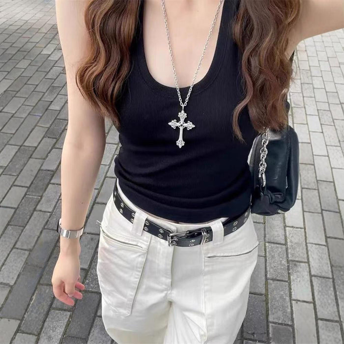 Wholesale Cross pendant necklace, niche sweater chain, heavy industry accessories