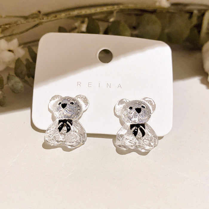 Wholesale Personalized Transparent Bear Earrings with Cute and Stylish Design, Unique Earrings