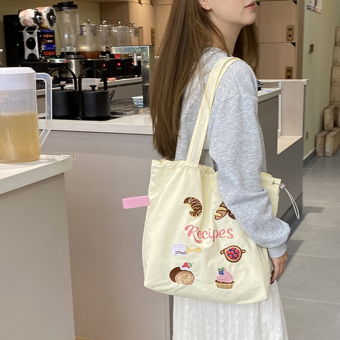 Wholesale Shoulder bag versatile backpack cartoon embroidery shoulder tote bag canvas bag