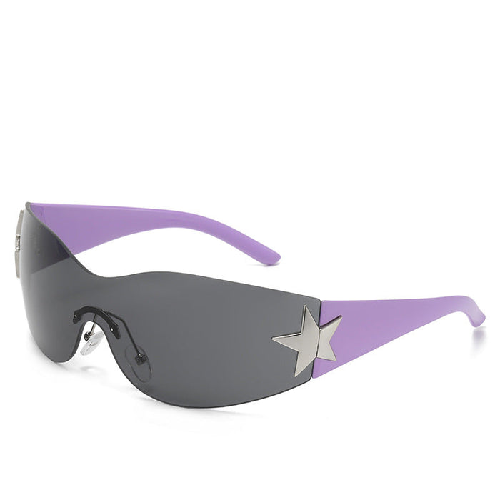 Wholesale Sunglasses integrated pilot sunshade sunglasses pentagram glasses