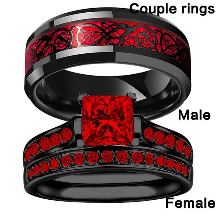 Wholesale Ruby Women's Ring Stainless Steel Men's Ring